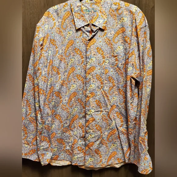 Chemise Homme Alan Flusser Manches Longues Rayée Taille L - Occasion Très Bon état - Style Boutonnée